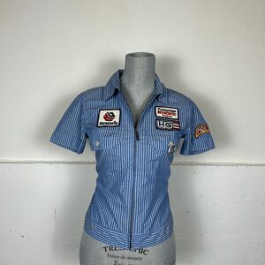Hysteric Glamour Blue Pinstriped Y2K Shirt